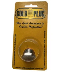 Gold Plug AP-18 is a 3/4"-24 magnetic drain plug with a 15/16″ hex head