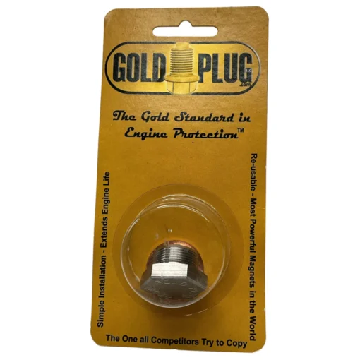 Gold Plug AP-18 is a 3/4"-24 magnetic drain plug with a 15/16″ hex head