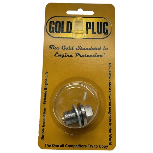 Gold Plug MP-02T is a M14 x 1.5 magnetic drain plug with a 13 mm hex head